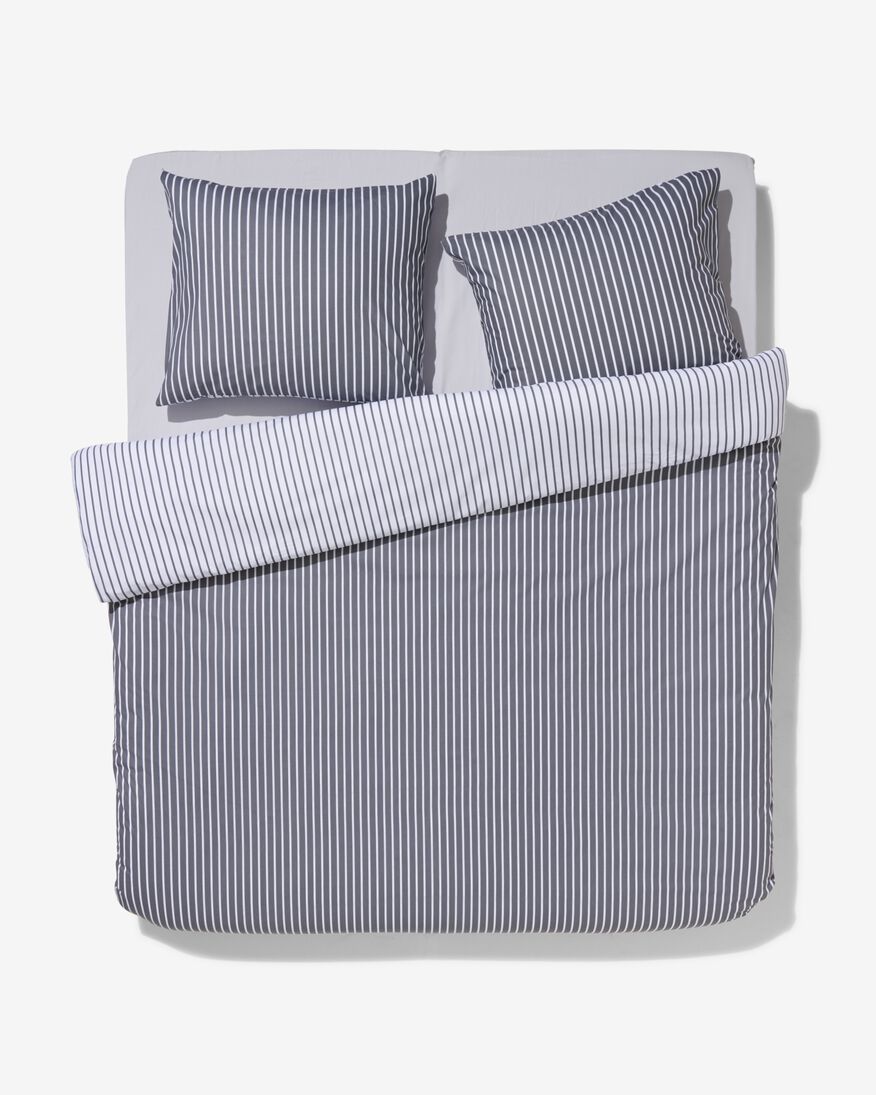 Bettwäsche, 200 x 200/220 cm, Soft Cotton, grau mit breiten und schmalen Streifen - 5770039 - HEMA