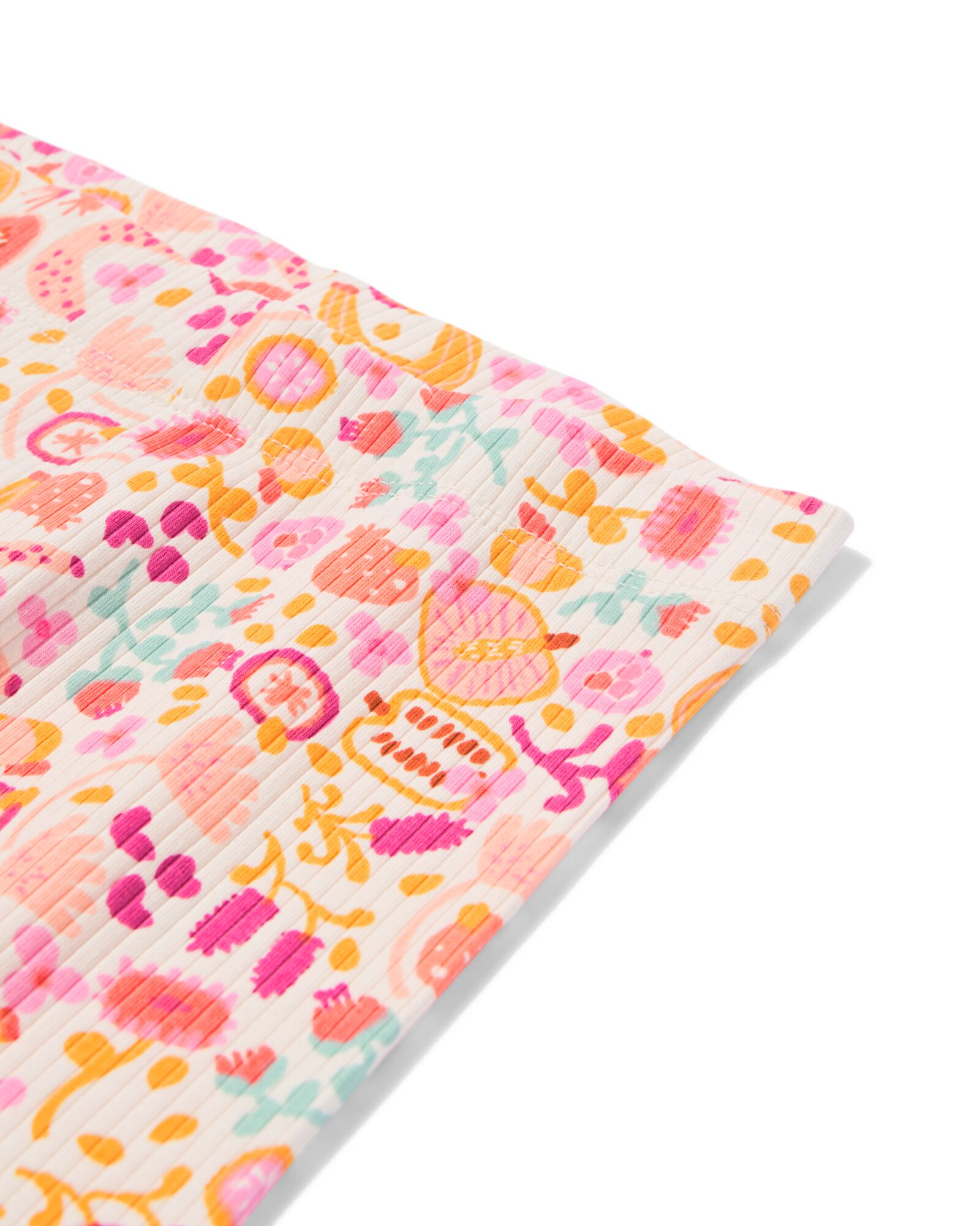 Kinderbekleidungsset gerippt mit Blumen korallfarben korallfarben - 30848005CORAL - HEMA