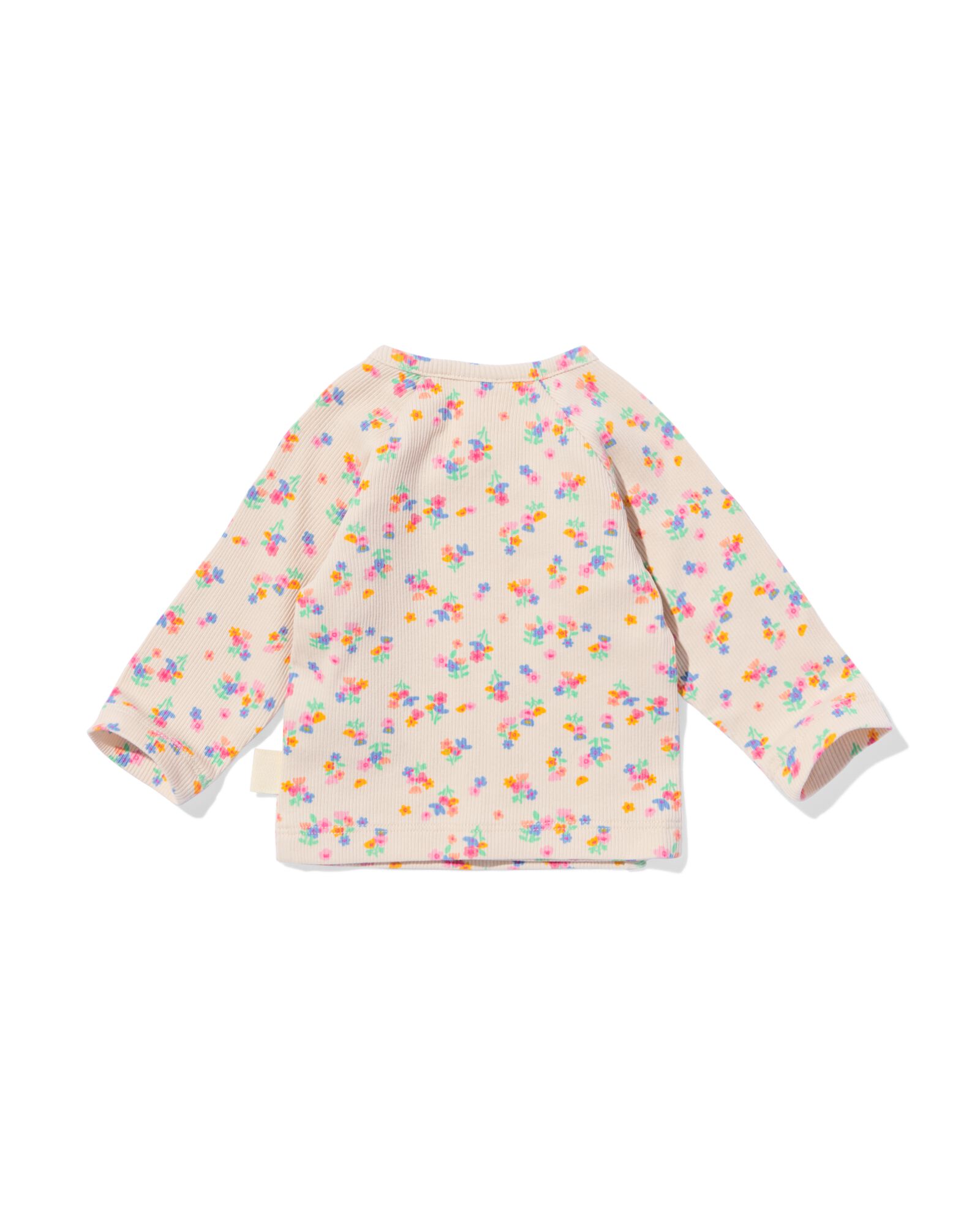 newborn overslag T-shirt rib bloemen zand zand - 33440620SAND - HEMA