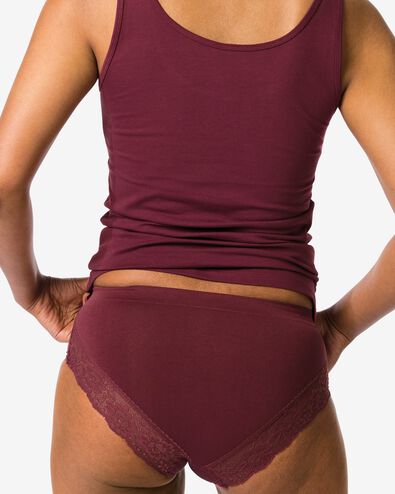 Damen-Hipster nahtlos aus Mikrofaser mit Spitze bordeauxrot - 19611534BURGUNDYRED - HEMA