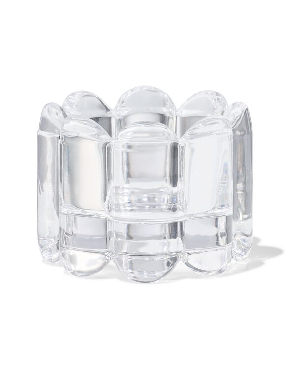 sfeerlichthouder glas XS ribbel transparant - 13324182 - HEMA