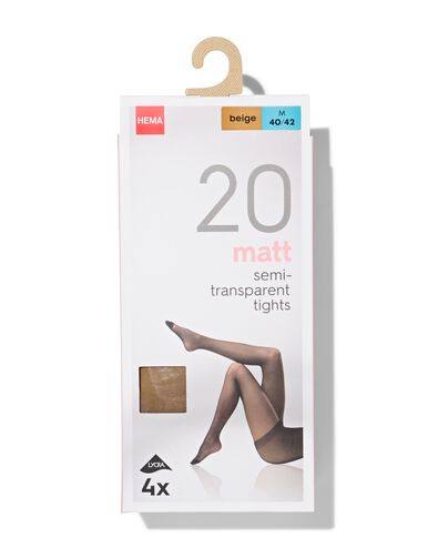 collants mats semi-transparents 20 deniers - 4 pi&egrave;ces beige beige - 4012250BEIGE - HEMA