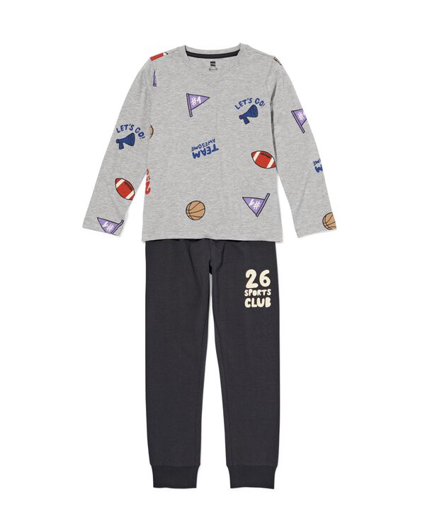 kinderpyjama sport grijsmelange grijsmelange - 23000950GREYMELANGE - HEMA