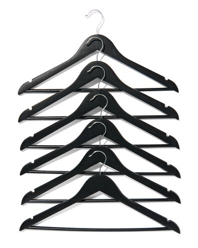 6 Kleiderb&uuml;gel, Holz, schwarz - 39800402 - HEMA