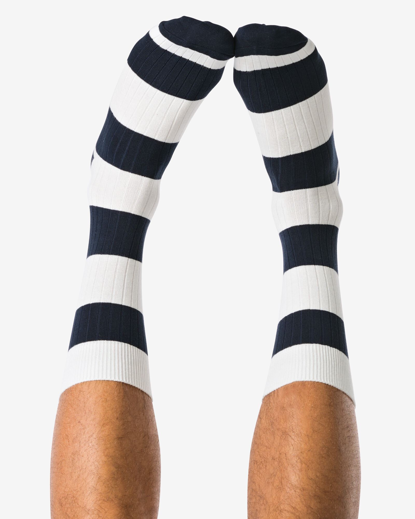 herensokken rib strepen donkerblauw donkerblauw - 4170420DARKBLUE - HEMA