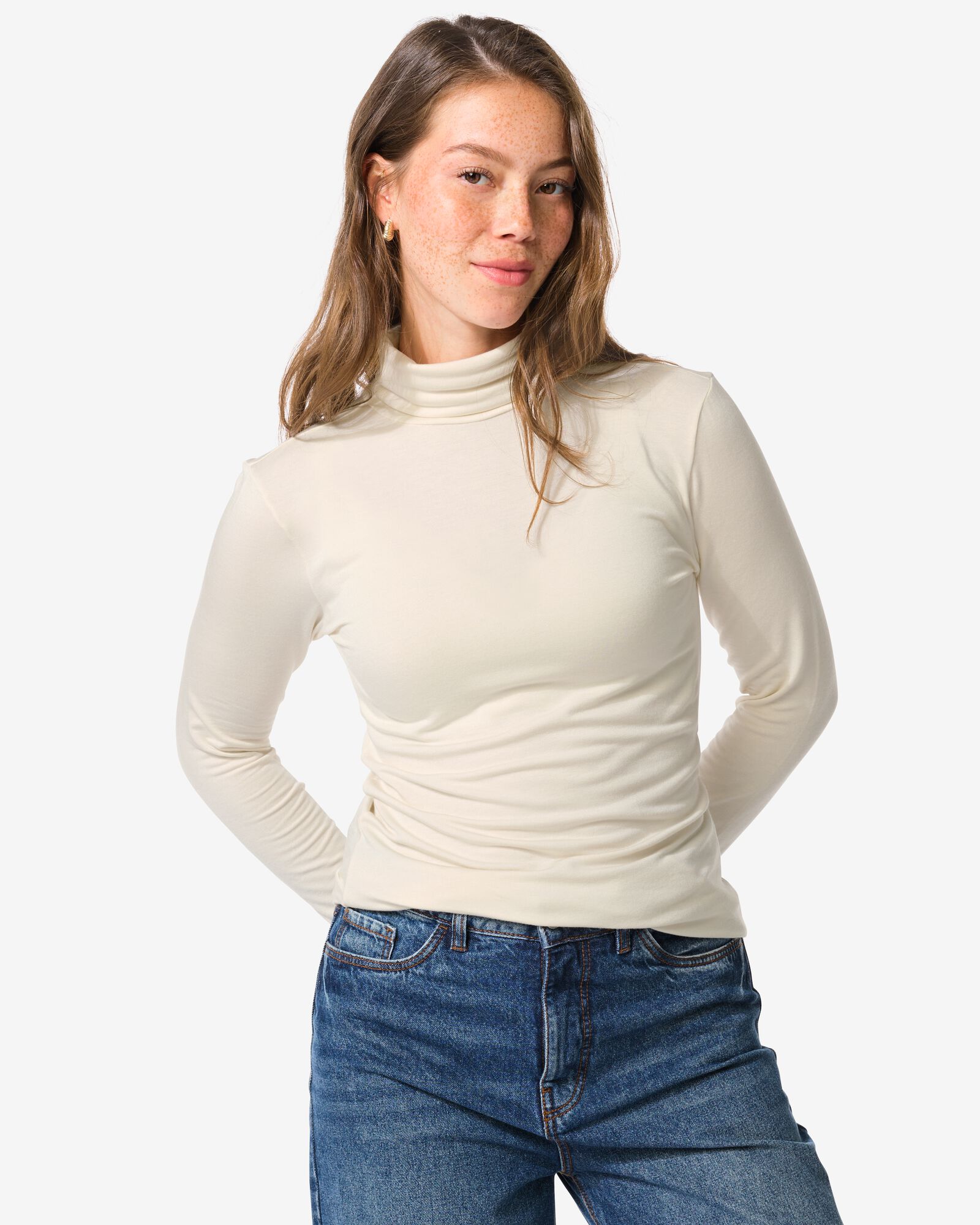 dames themo t-shirt col gebroken wit gebroken wit - 36302590OFFWHITE - HEMA