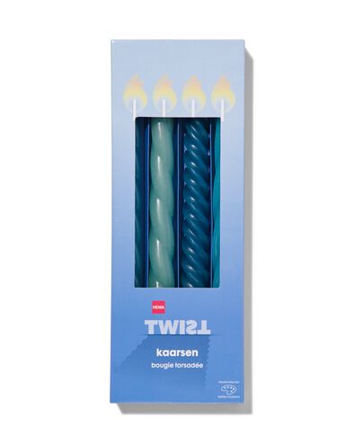 4er-Pack gedrehte Kerzen, Ø 2 x 25 cm, blau - 13506029 - HEMA