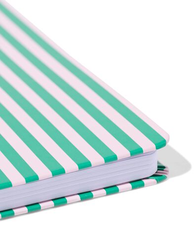 carnet vert-rose à rayures + stylo rose - 14100226 - HEMA