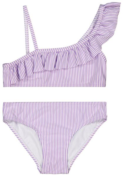 HEMA Kinder Bikini, Seersucker, Asymmetrisch Lila  - Onlineshop Hema