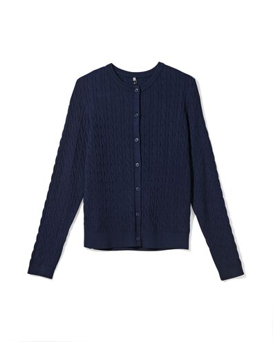 damesvest Louisa kabel donkerblauw - 36206430DARKBLUE - HEMA