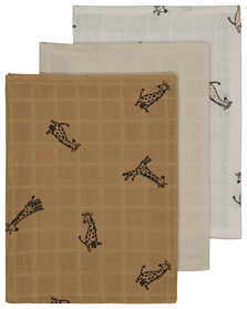 3er-Pack Mull-Waschhandschuhe, 15 x 20 cm, Struktur, Giraffen - 33361820 - HEMA