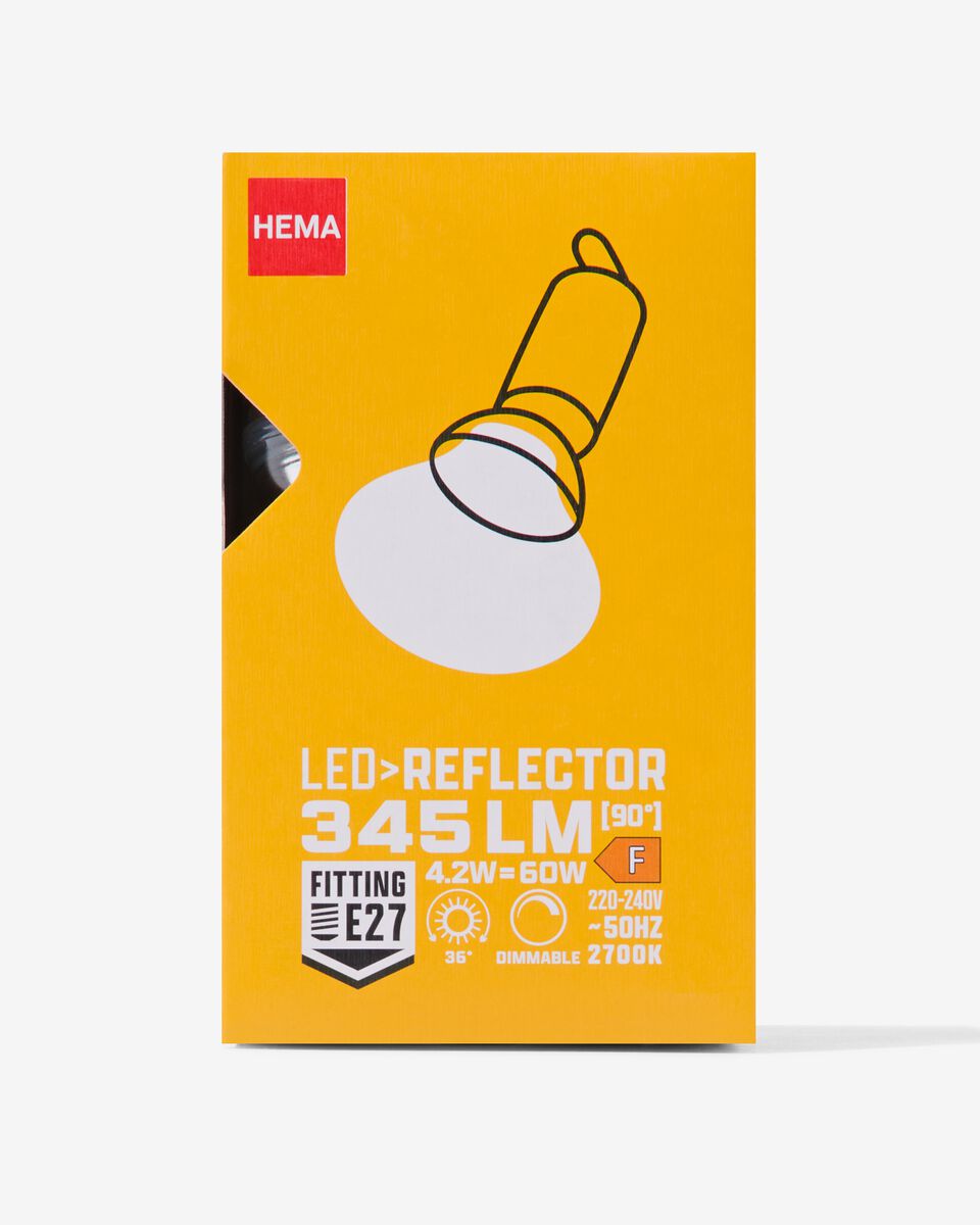 Réflecteur led clear E27 4,2W 345lm dim - 20070084 - HEMA