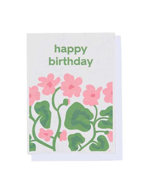 carte de voeux 'happy birthday' avec graines de fleurs - 41860110 - HEMA
