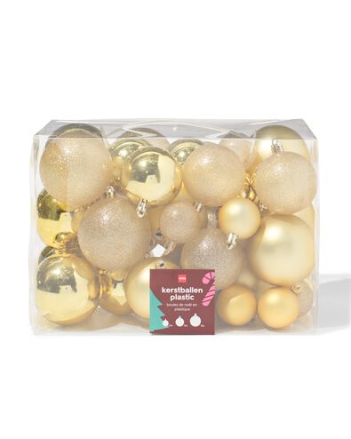 ensemble boules de No&euml;l dore&eacute;s - 44 pi&egrave;ces - 25100179 - HEMA