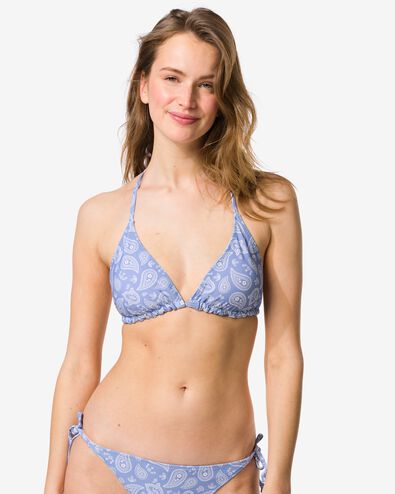 omkeerbare  damesbikinitop Juul triangel paisley-strepen blauw blauw - 22360710BLUE - HEMA