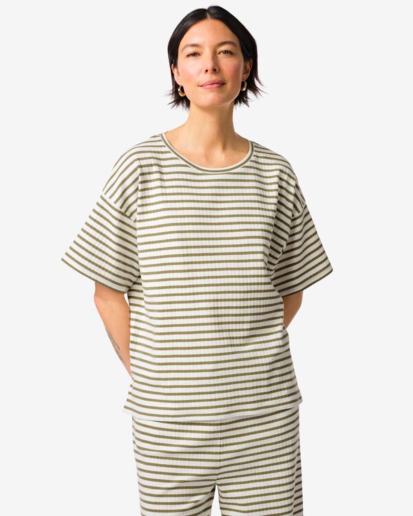 t-shirt femme No&euml;l jersey ray&eacute; coton olive olive - 36209250OLIVE - HEMA