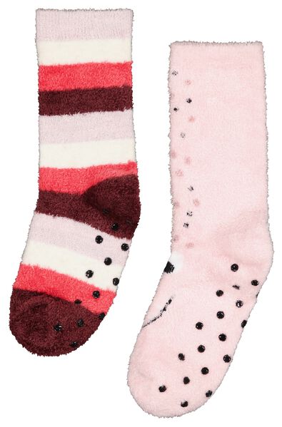 2 paires de chaussettes d’intérieur enfant paillette rose - 1000025313 - HEMA