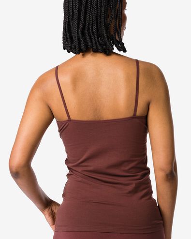 d&eacute;bardeur femme coton bretelles spaghetti marron fonc&eacute; - 19631504DARKBROWN - HEMA
