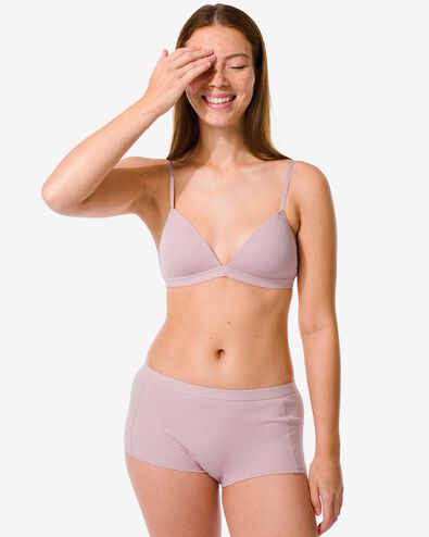 Damen-Boxershorts, hohe Taille, gerippt, Baumwolle/Elasthan rosa rosa - 21920015PINK - HEMA