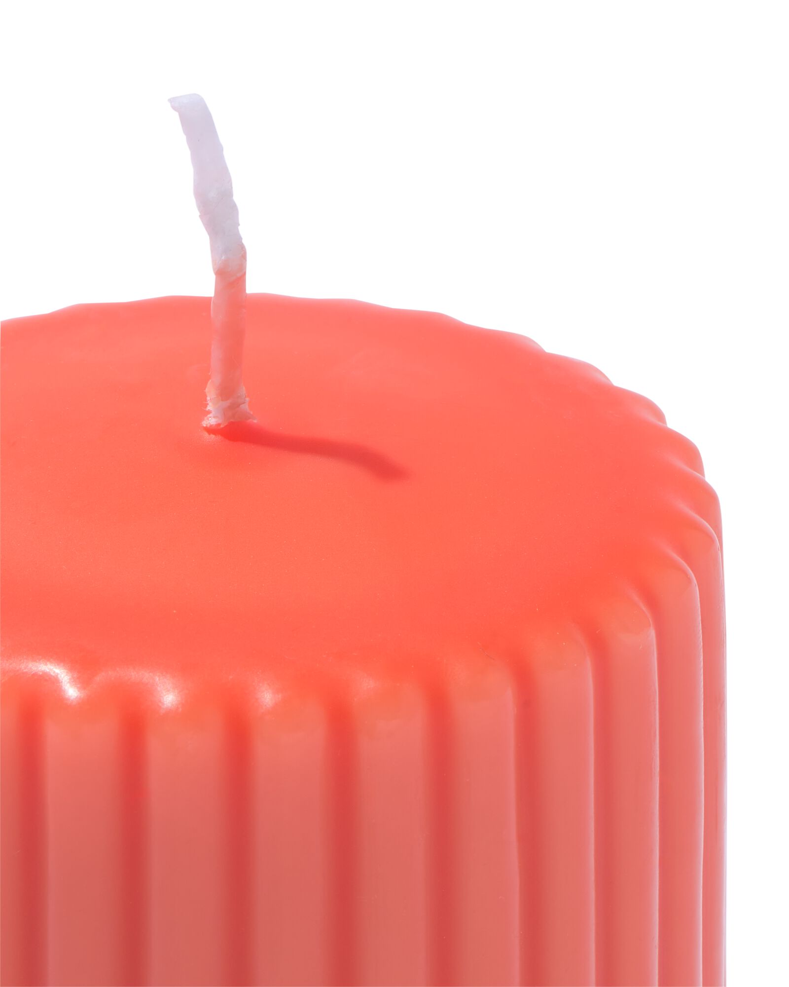 bougie cylindrique ⌀7x8cm nervur&eacute;e orange - 13509060 - HEMA
