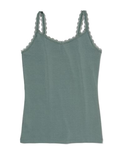 Damen-Unterhemd, Baumwolle/Elasthan, Spitze grün grün - 19660250GREEN - HEMA