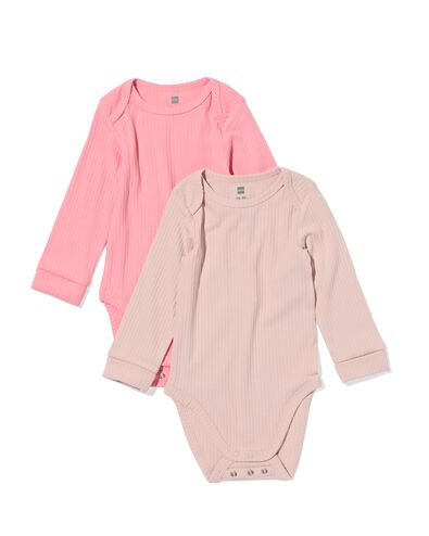 2er-Pack Bodys aus Bambusripp rosa - 33316330PINK - HEMA