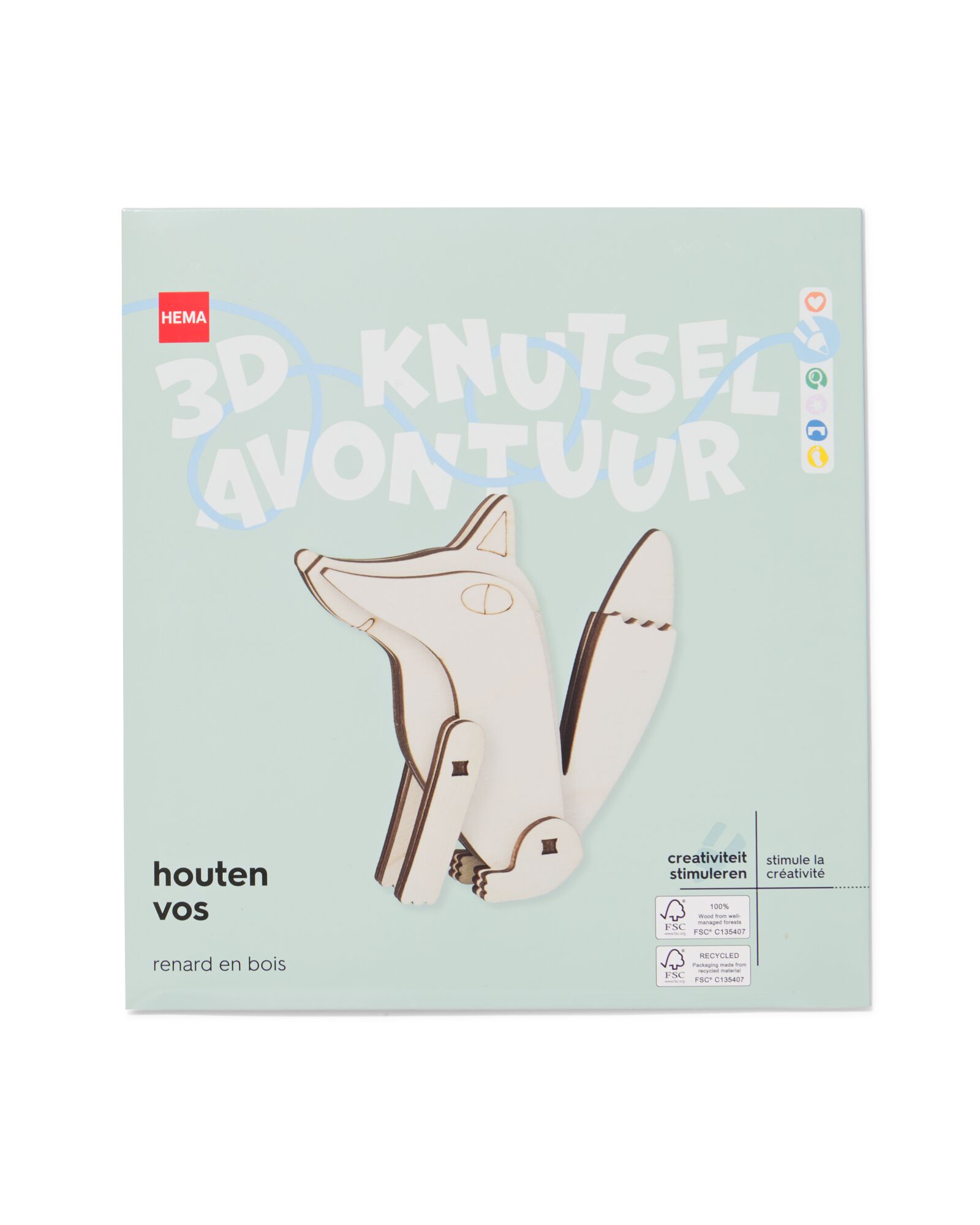 houten 3D bouwplaat vos - 15900369 - HEMA