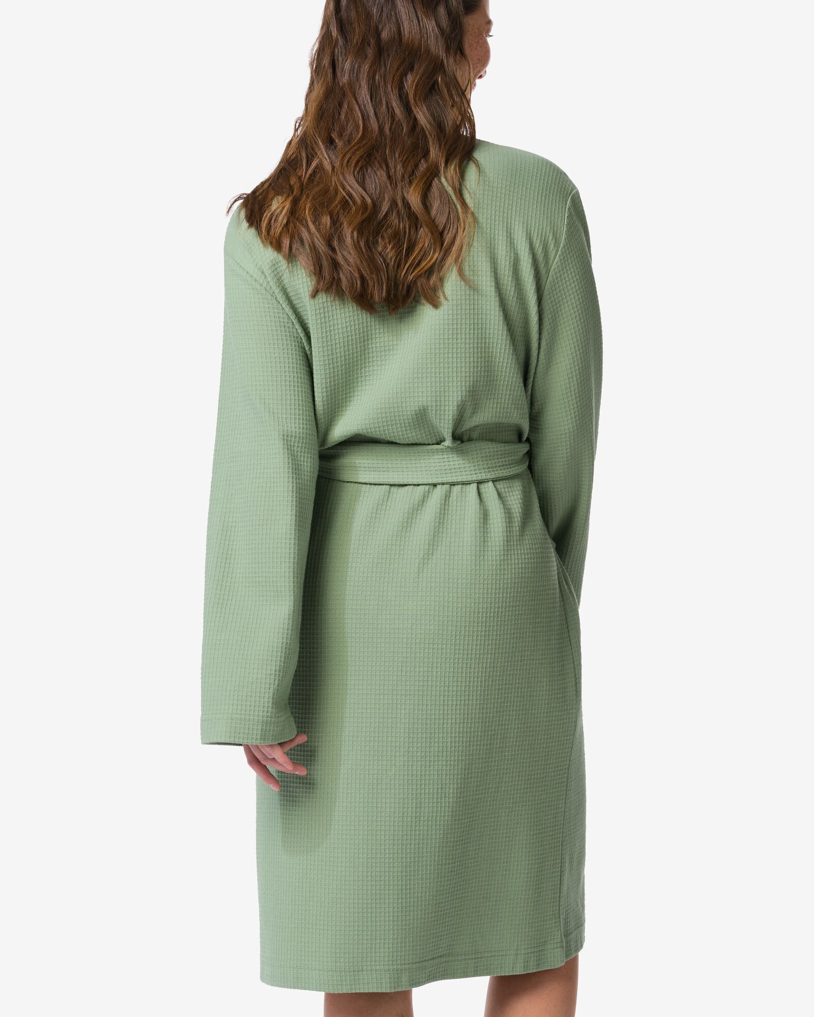 peignoir femme en coton gaufr&eacute; vert vert - 23400355GREEN - HEMA