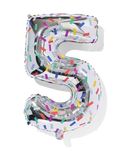 Folieballon met streepjesmotief XL 5 zilver 5 - 14250032 - HEMA