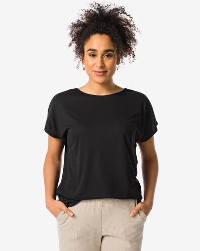 dames t-shirt Amelie met bamboe zwart S - 36355171 - HEMA
