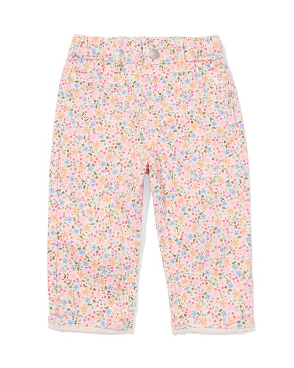 babybroek loose fit bloemen ecru - 33063470ECRU - HEMA