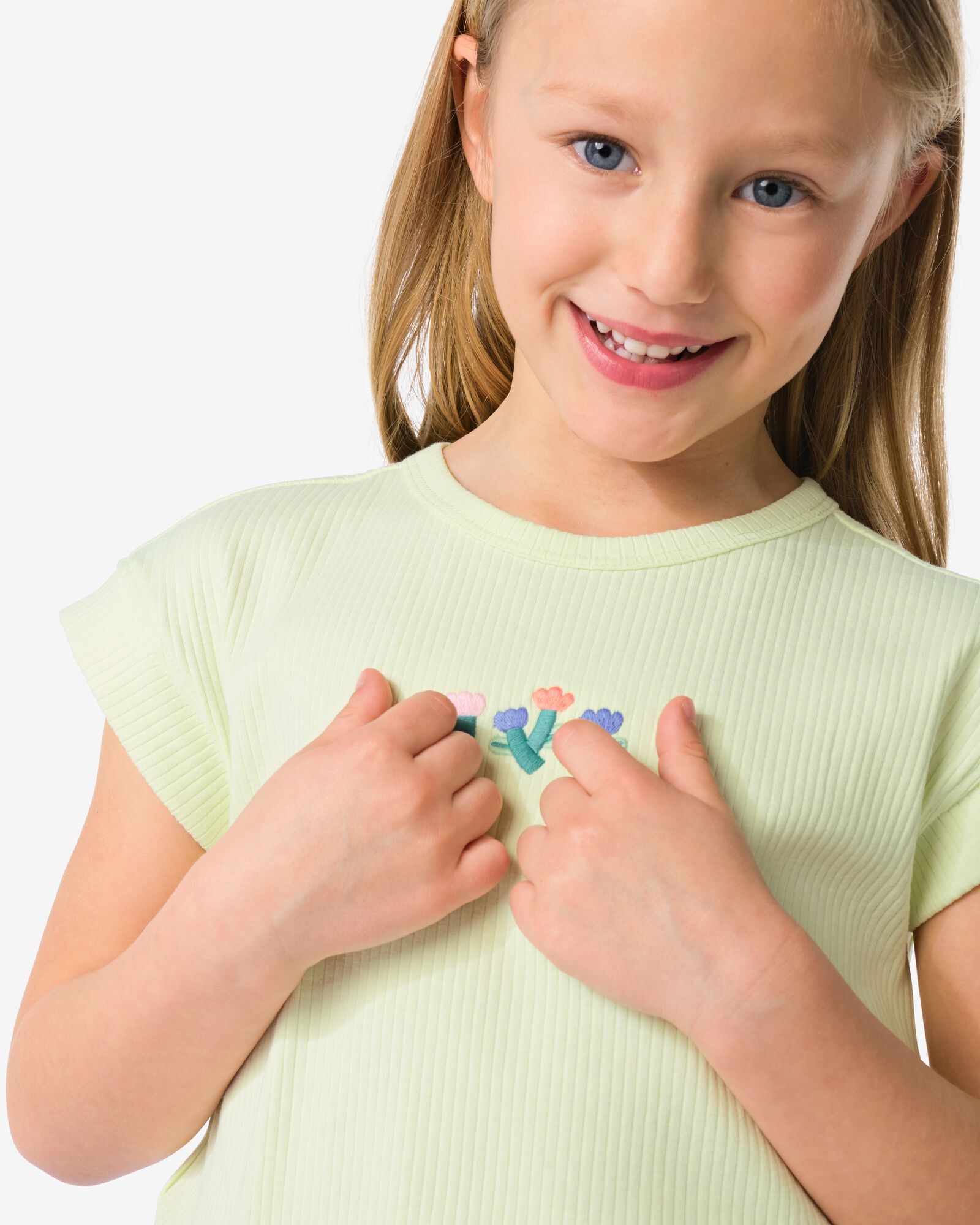 Kinder-T-Shirt, Stickerei gr&uuml;n - 30856106GREEN - HEMA