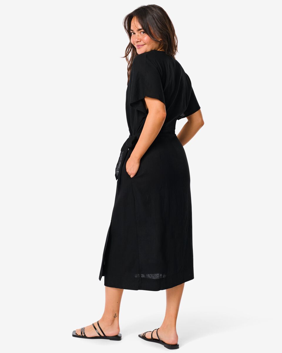 robe portefeuille femme Raiza avec lin noir - 1000031358 - HEMA