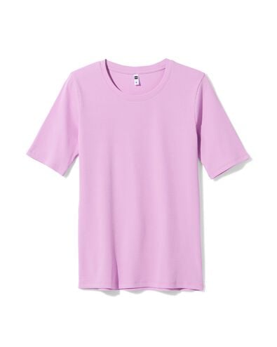 Damen-T-Shirt Clara, normale Passform, gerippt lila lila - 36310760LILAC - HEMA