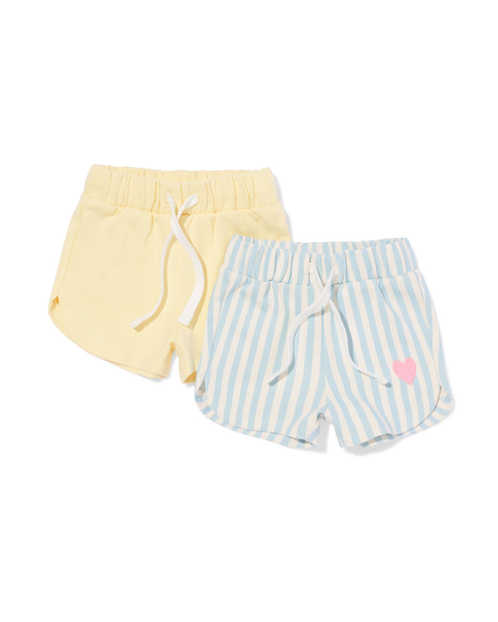 babybroeken comfy fit sweatstof strepen - 2 stuks lichtgeel lichtgeel - 33007480LIGHTYELLOW - HEMA