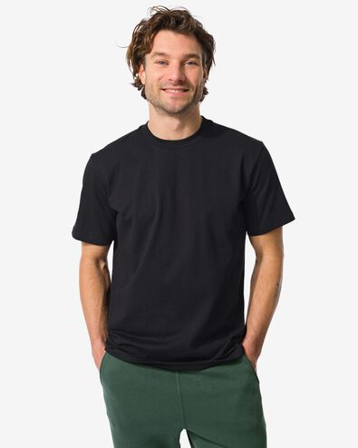 heren T-shirt relaxed fit  zwart zwart - 2129970BLACK - HEMA