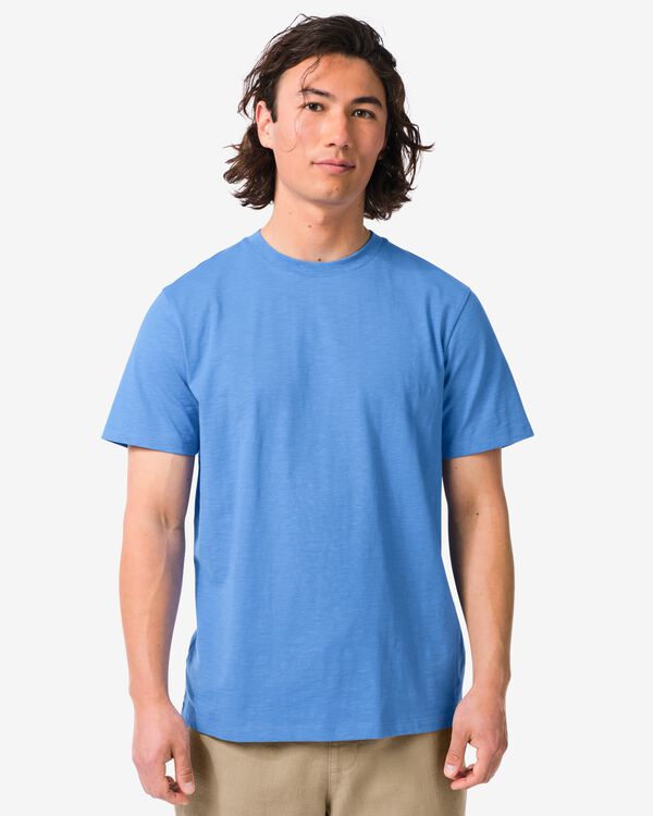 heren T-shirt Jaap slub lichtblauw lichtblauw - 2178830LIGHTBLUE - HEMA