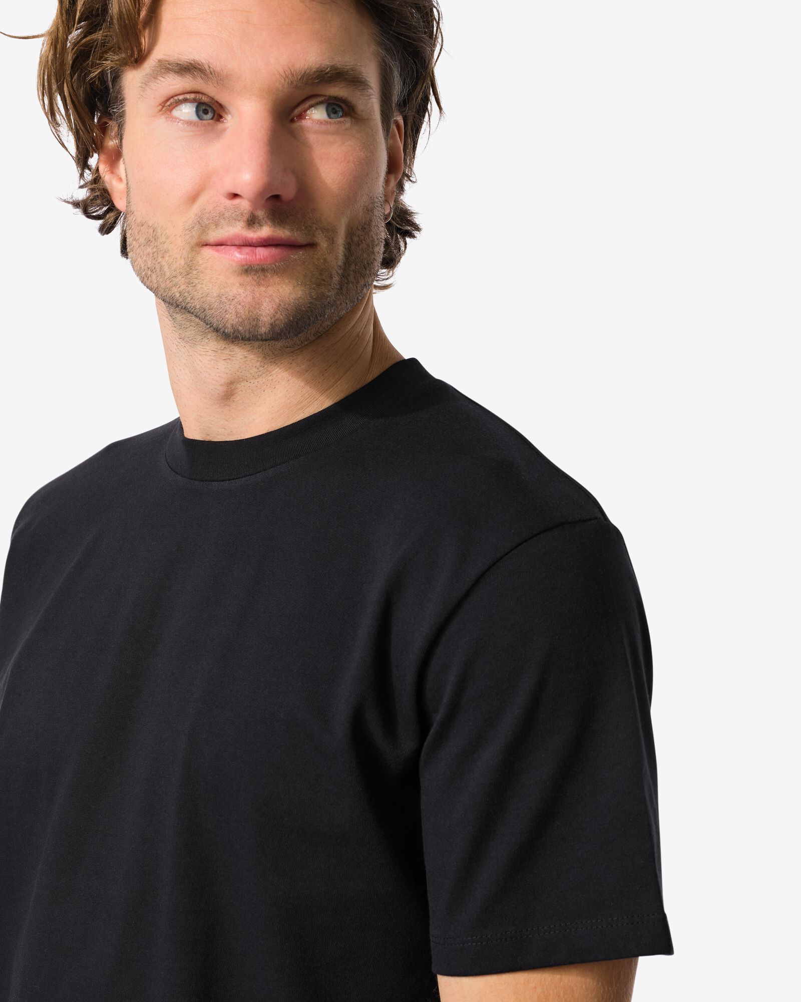 heren T-shirt Elias relaxed fit  zwart zwart - 2129970BLACK - HEMA