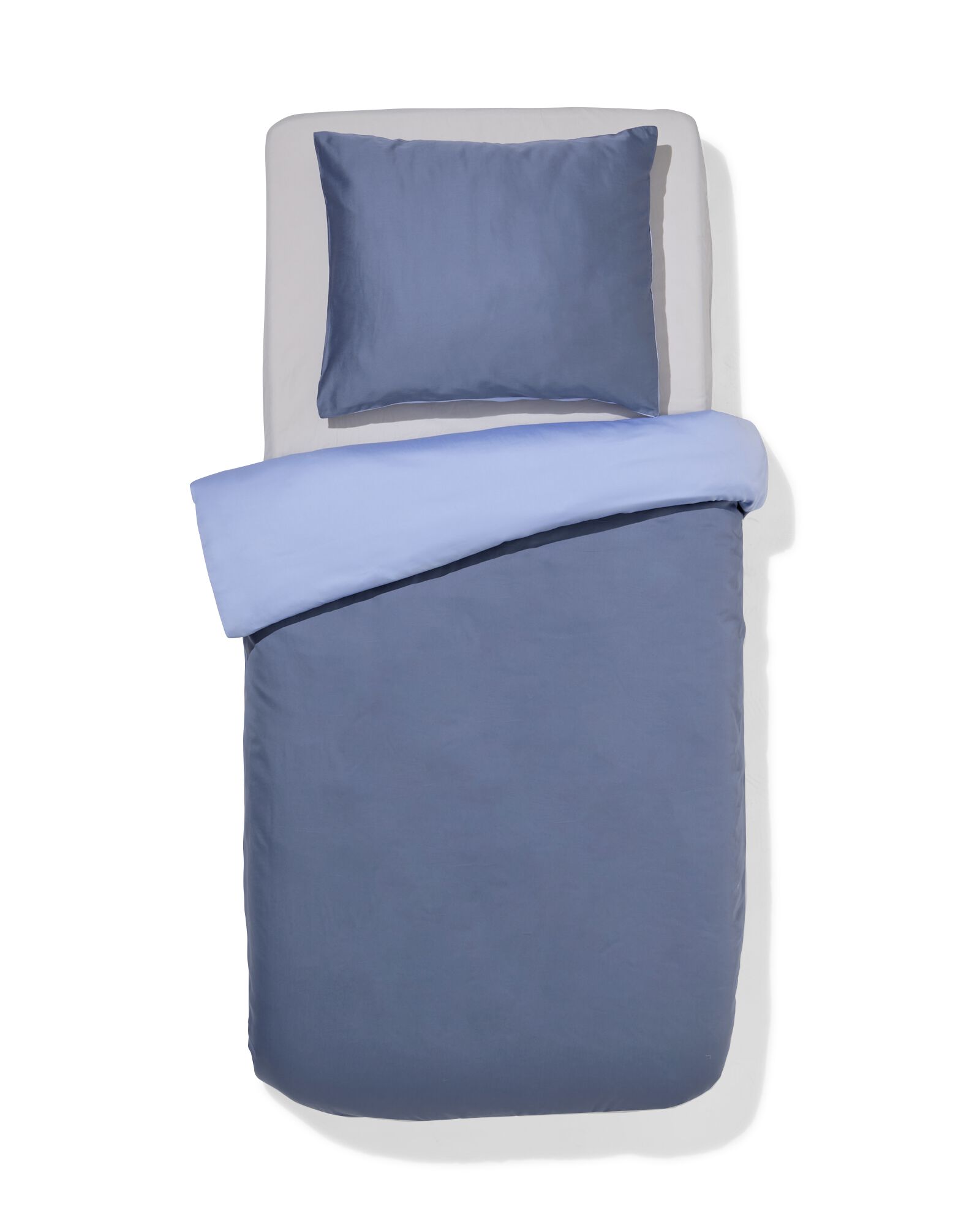 housse de couette 140x200/220 cm coton h&ocirc;tel satin bleu - 5750158 - HEMA