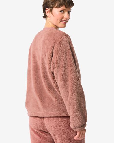 dames loungetop teddy middenbruin middenbruin - 23408060MIDBROWN - HEMA