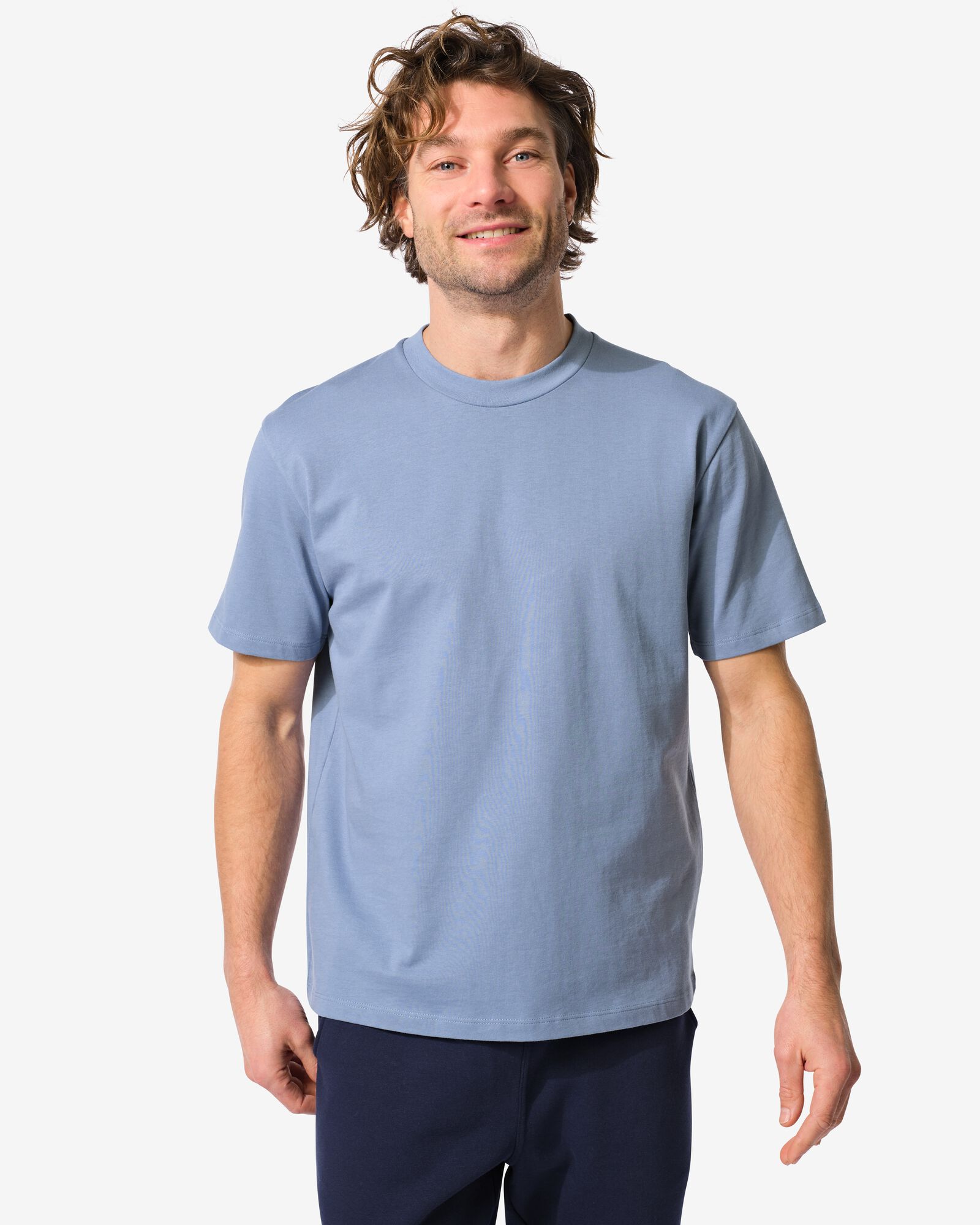 heren T-shirt  middenblauw - 2140510MIDBLUE - HEMA