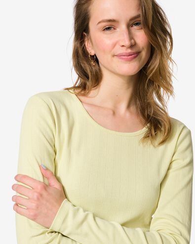 dames T-shirt Colette ajour geel geel - 36207520YELLOW - HEMA