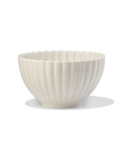 kom &Oslash;12cm Trend aardewerk wit bloem - 9650343 - HEMA
