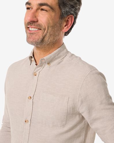 chemise homme avec lin beige XL - 2112433 - HEMA