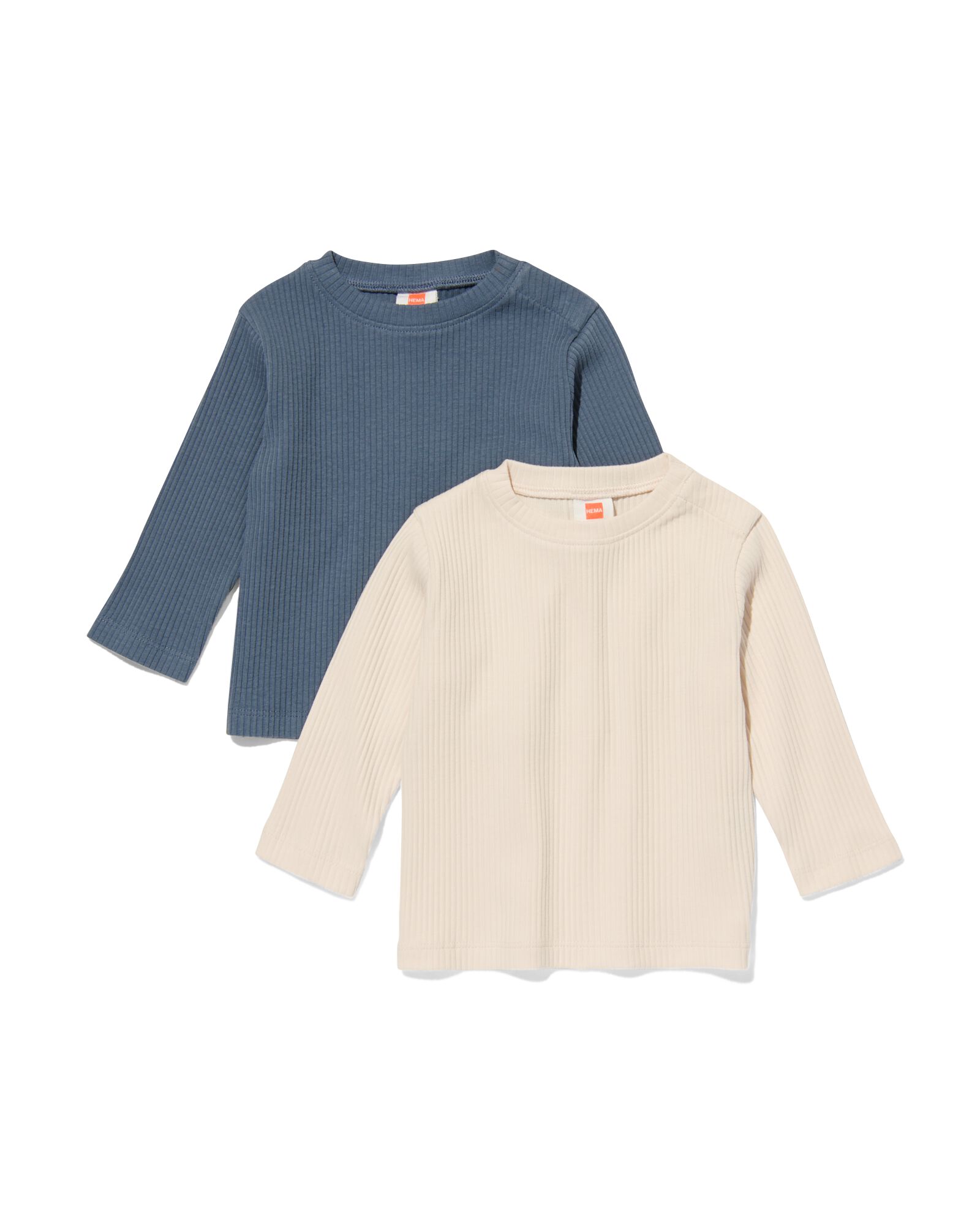 baby t-shirts rib biologisch katoen - 2 stuks grijs - 33196640GREY - HEMA