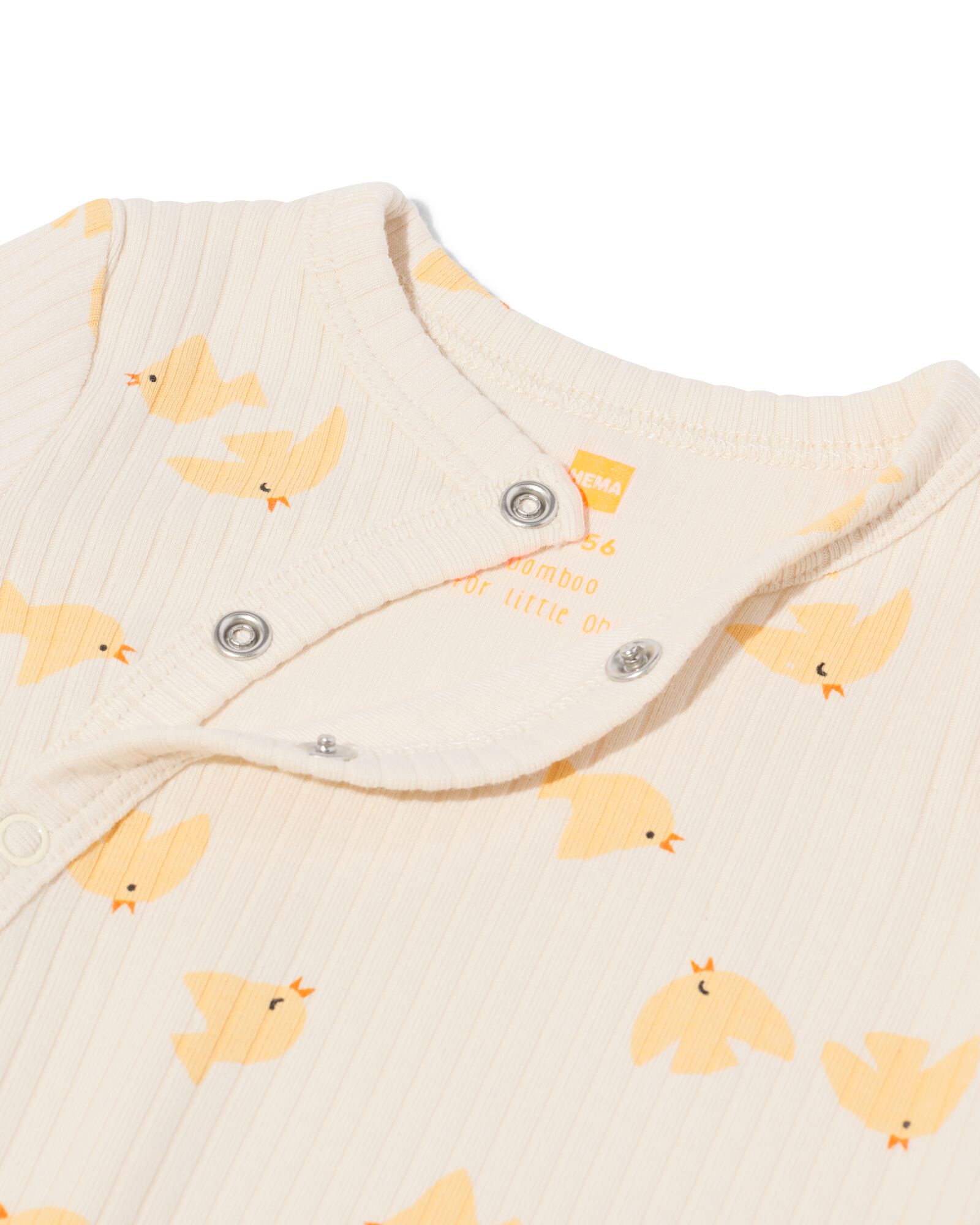 Gerippter mitwachsender Newborn-Strampler aus Bambus mit Stretchanteil und Vögeln ecru - 33412720ECRU - HEMA