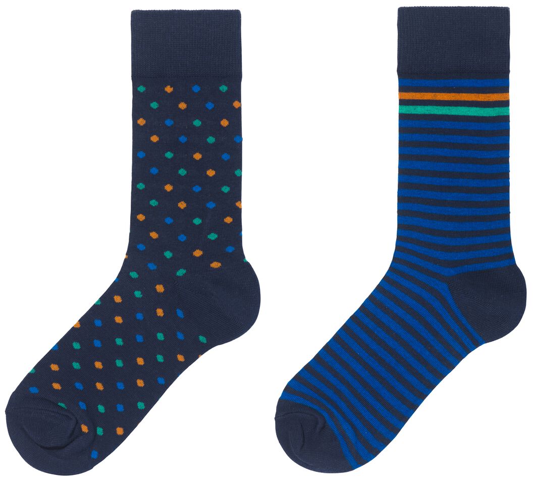 2er-Pack Herren-Socken, mit Baumwolle dunkelblau - 1000028323 - HEMA