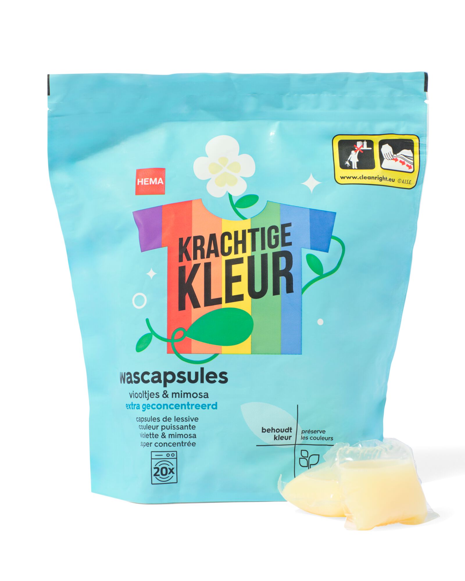 wascapsules kleur eco viooltjes en mimosa - 20 stuks - 20520071 - HEMA