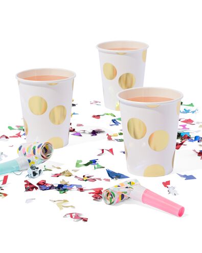 gobelets en carton 250 ml pois dor&eacute;s - lot de 8 - 14250277 - HEMA