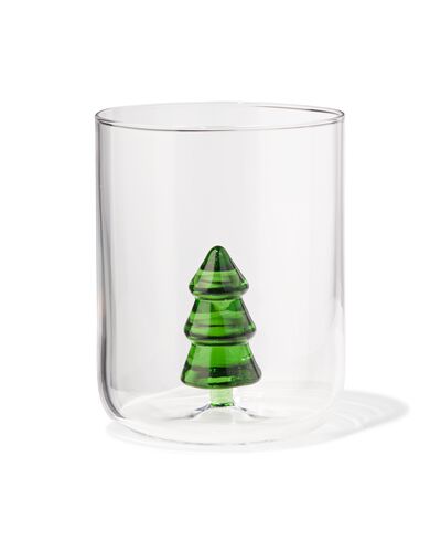 waterglas 380ml met figuurtje kerstboom - 25600086 - HEMA